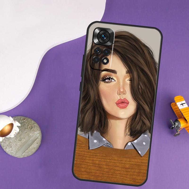 Brunette Blonde Girl Cute Case For Xiaomi Redmi Note 13 Pro 14 12 9 10 11 Pro 10S 11S 12S Redmi 10C 13C 14C 12C Cover
