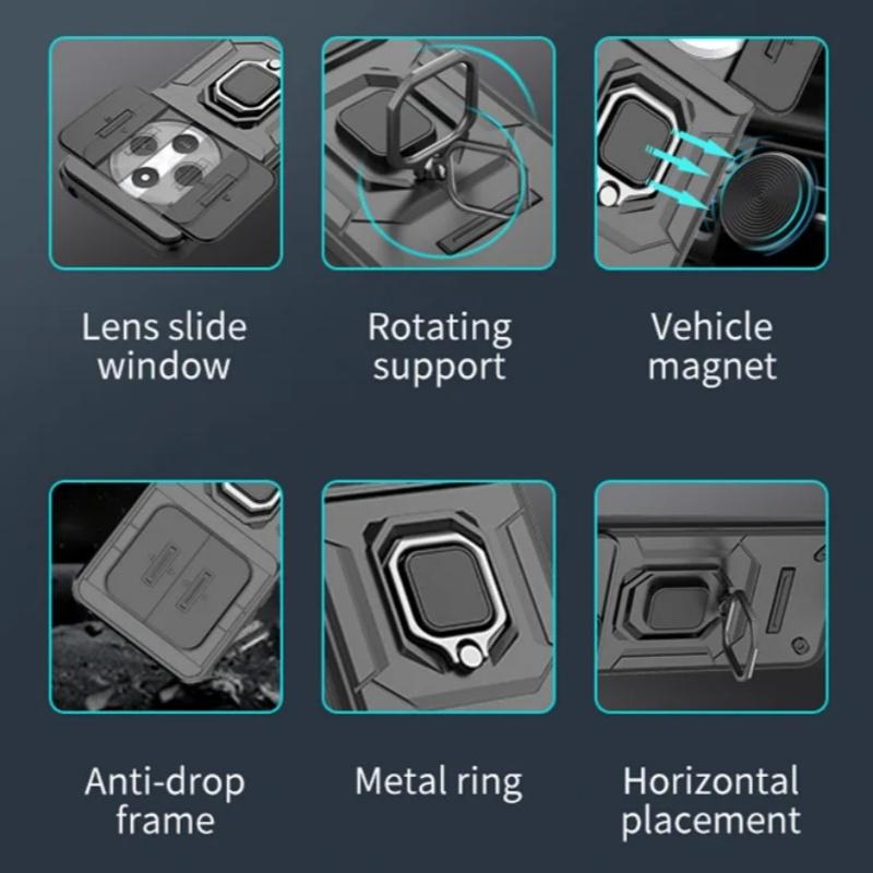 Armor Shockproof Case For Xiaomi Redmi Note 14 Pro 5G 4G 14Pro Plus 14C A3 Poco C75 X7 Cover Lens Protect Ring Stand Funda Coque