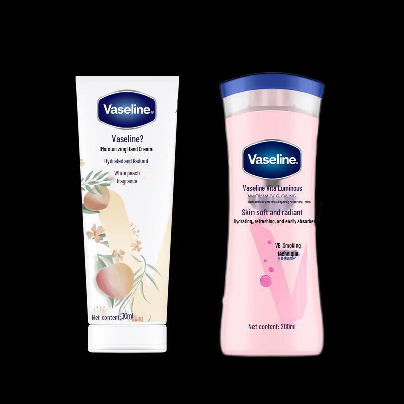 Vaseline White Peach Hand Cream & Niacinamide Body Lotion Duo