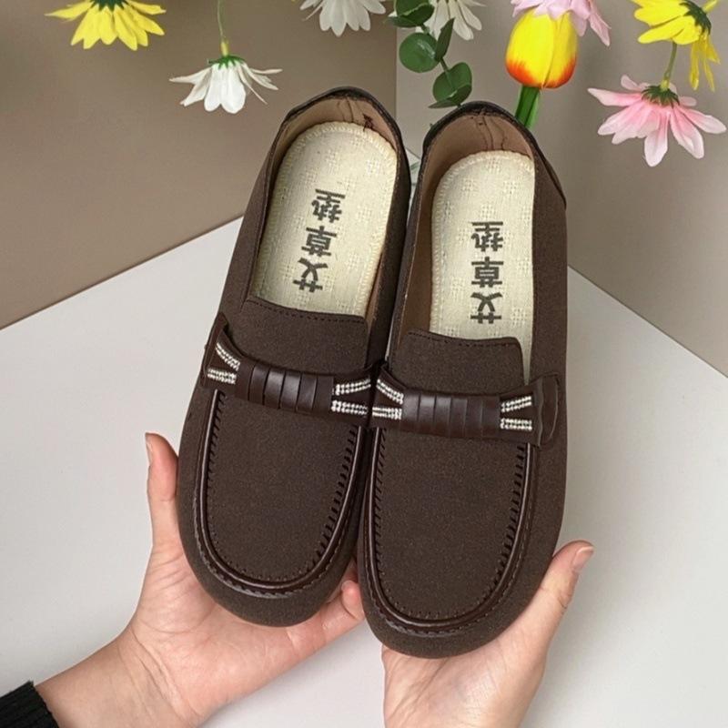 Spring versatile fashion Doudou shoes women's casual velvet warm soft sole medium casual single