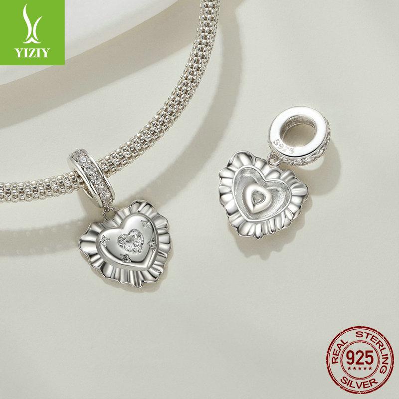 Girly Heart Pillow Diy Pendant, Sweet Dreamy Heart S925 Sterling Silver Bracelet Beaded