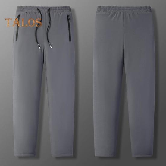 Zimní Pánské Kalhoty Silný fleece Stahovací šňůrka Elastický pas Zadržování tepla Kapsy na zip Jednobarevné Teplé Sportovní Cestování Pracovní kalhoty