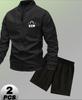 Baseball Jacket & Shorts Set, Versatile & Simple