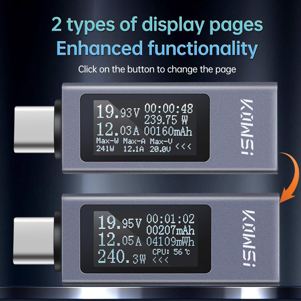 Type-C Current Voltage Capacity Phone USB Tester DC 4-30V 0-12A Power Meter Tester PD Mobile Power Detector Test 5