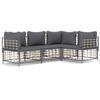 VidaXL Salon de jardin 4 pcs avec coussins anthracite résine tressée, ensemble de salon, ensemble de salon d'extérieur, 3186747