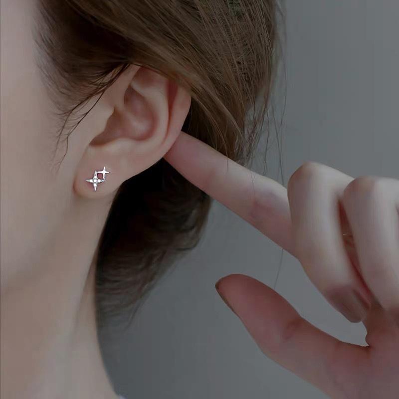 Romantic Cute Four-Pointed Star Stud Earrings For Women  Jewelry Gift