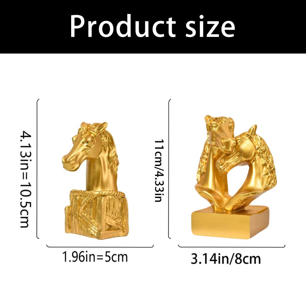 Couples Horse Head Statue Decors Animal Sculptures Horse Figurines Ornament for Home Office Table Decors Collectibles