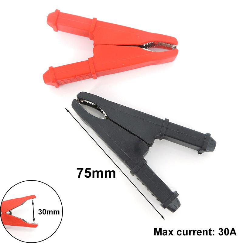 1pair 10/20/50A PVC Big Alligator Crocodile Clip Clamp Connector Socket Plug Handle Test Probe 4mm Banana Plug Electric Battery