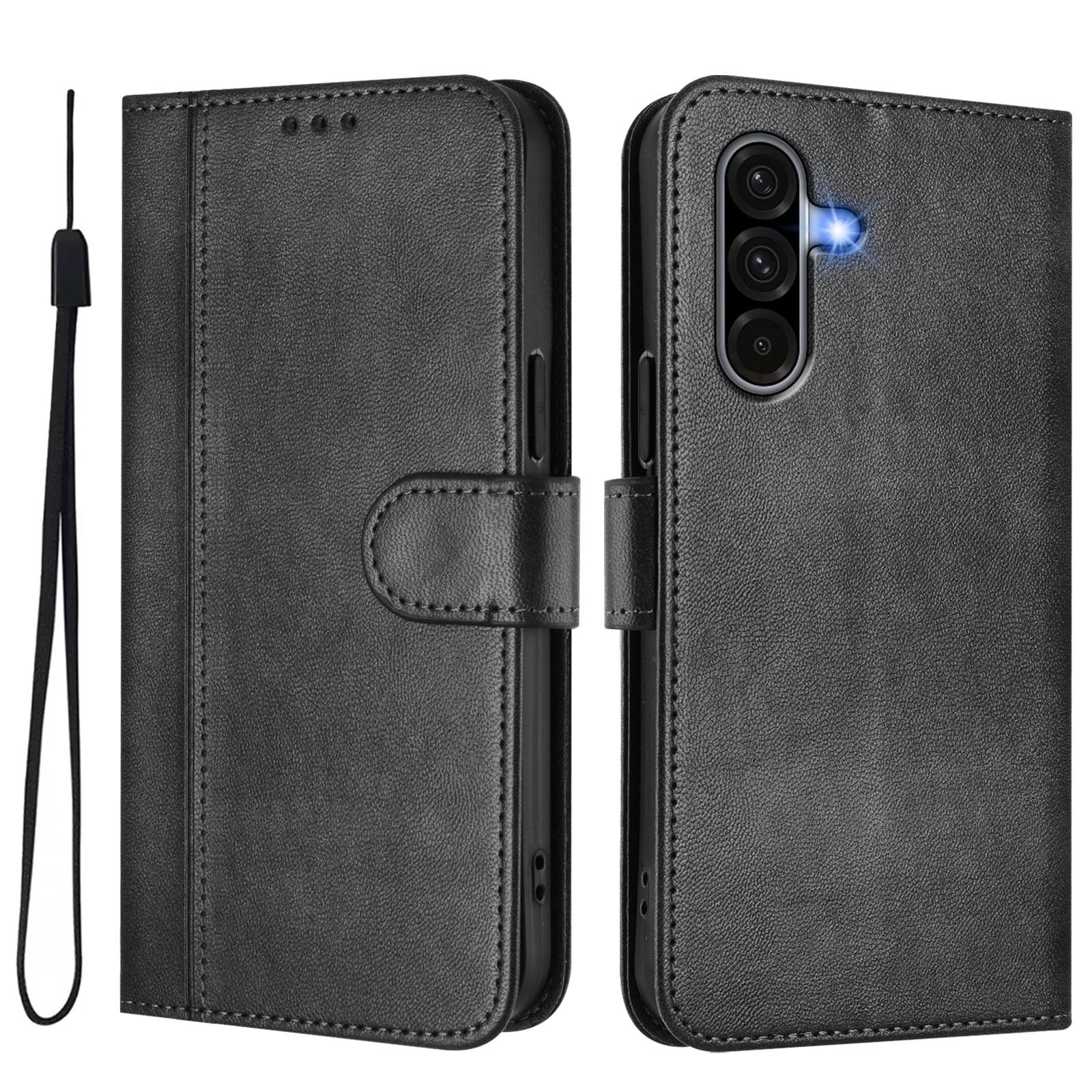 

For Samsung Galaxy A56 5G Cases Wallet Stand Retro Texture Leather Phone Cover with Lanyard B