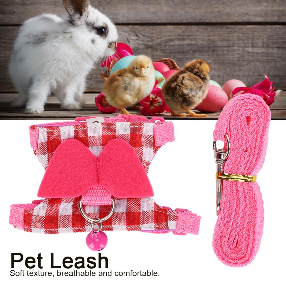 Small Animal Outdoor Walking Harness Pink Plaid Vest Leash Set Chest Strap for Ferret Chinchilla