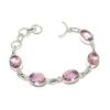 Natural Pink Kunzite Gemstone Handmade 925 Sterling Silver Bracelet 7-8" ASB-3010