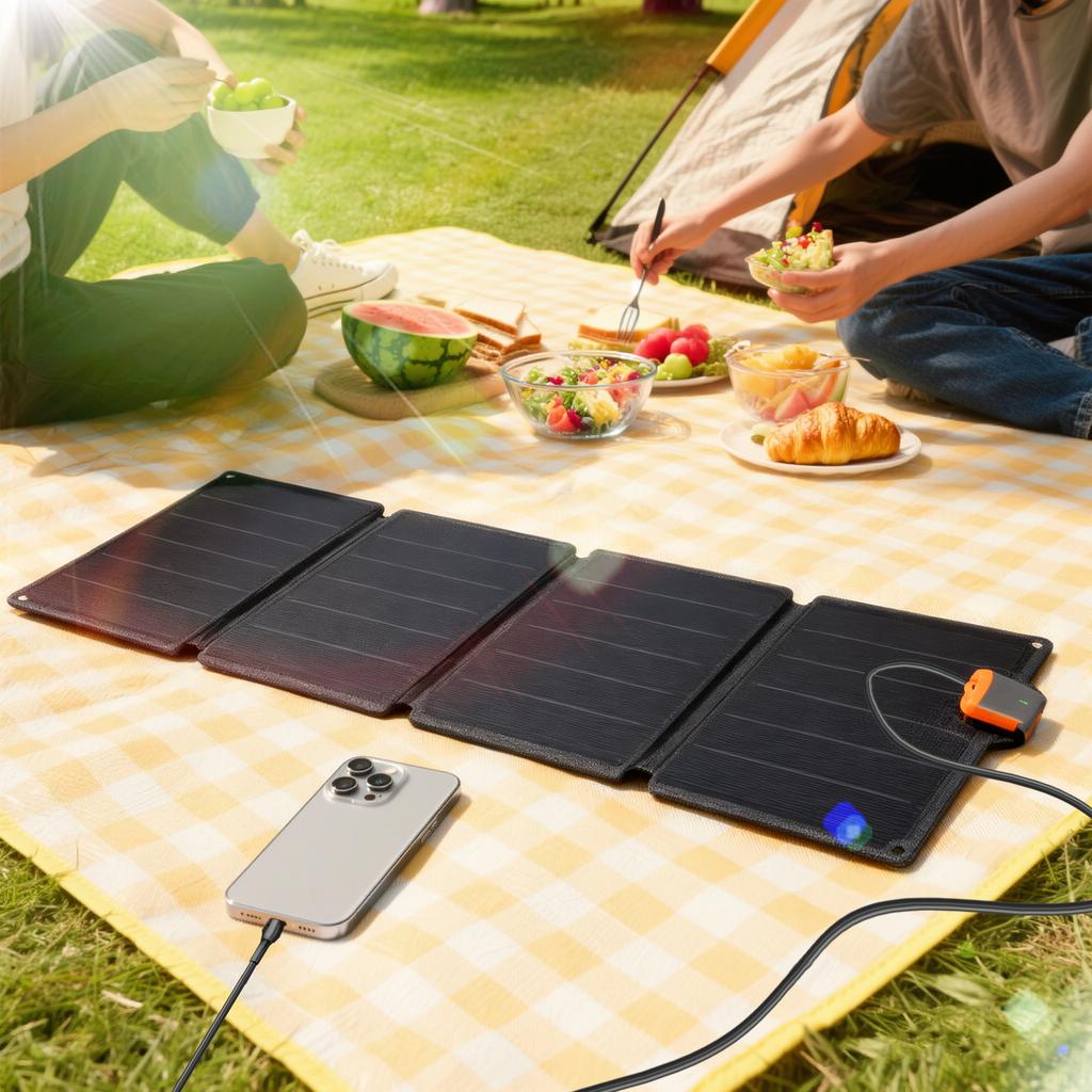 36W Foldable Solar Panel, Portable Solar Charger Type-C to USB-A Charging Port, Power Supply for Outdoor