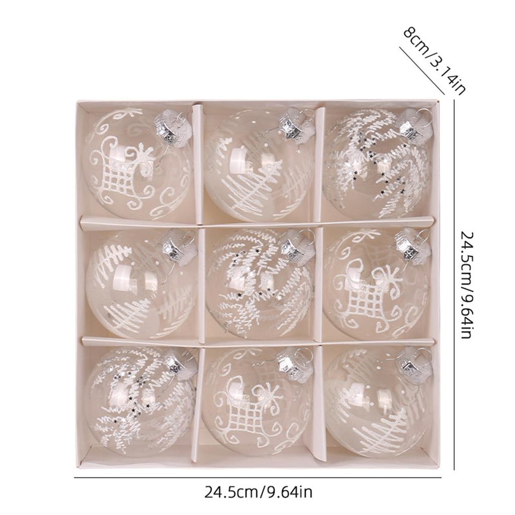 9Pcs 8cm Wine Red Christmas Ball Ornaments Dark Green White Christmas Tree Party Decoration New Christmas Spheres Pendant