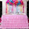 Ruffled Table Skirt 5-Tier Pleated Chiffon Tablecloth Reusable Tutu Table Skirt for Classroom Teacher Desk Back To School Birthday Party Cake Dessert