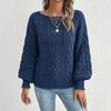 Women Off Shoulder Cable Knit Sweater Long Sleeve Loose Slash Neck Solid Color Casual Pullover Knitted Jumper for Autumn Winter