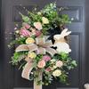 3D Easter Decoration Bunny Wreath Ribbon Wreath Door Hanging Home Simulation Plant Party Pendant