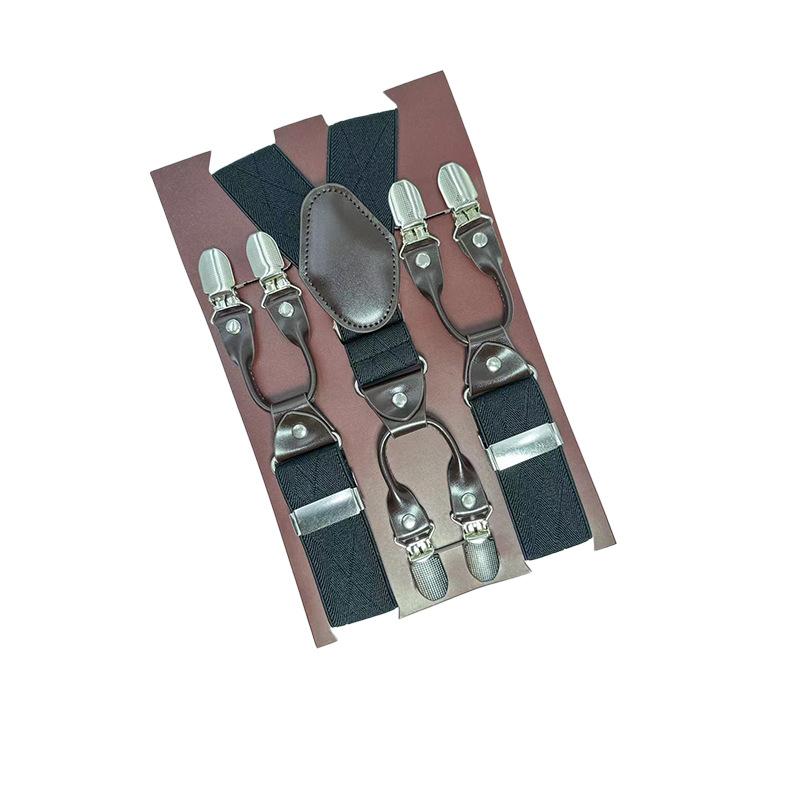 6 Clips Men'S Suspender Belt, Strap Thickened Elastic Belt, High-Quality Hardware Accessories