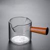 Wood Handle Glass Espresso Measuring Cup Double/Single Mouth Milk Jug Heat-resisting Coffee Shot Glass Scale Measure Mugs