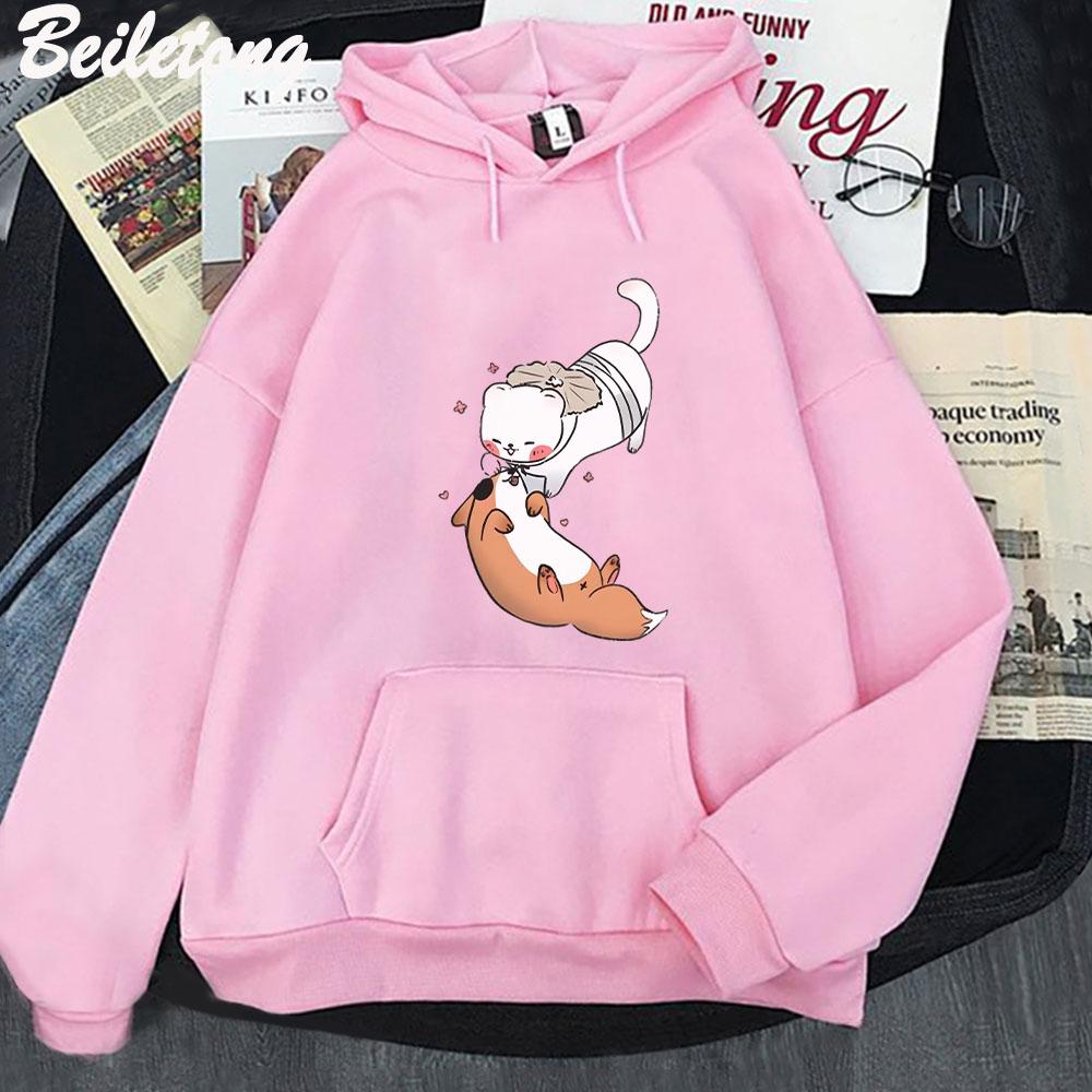 TGCF Fox and Ferret Hoodies Tian Guan Ci Fu Kawaii Print Hoodie Harajuku Aesthetic Man Women Winter Sweatshirts