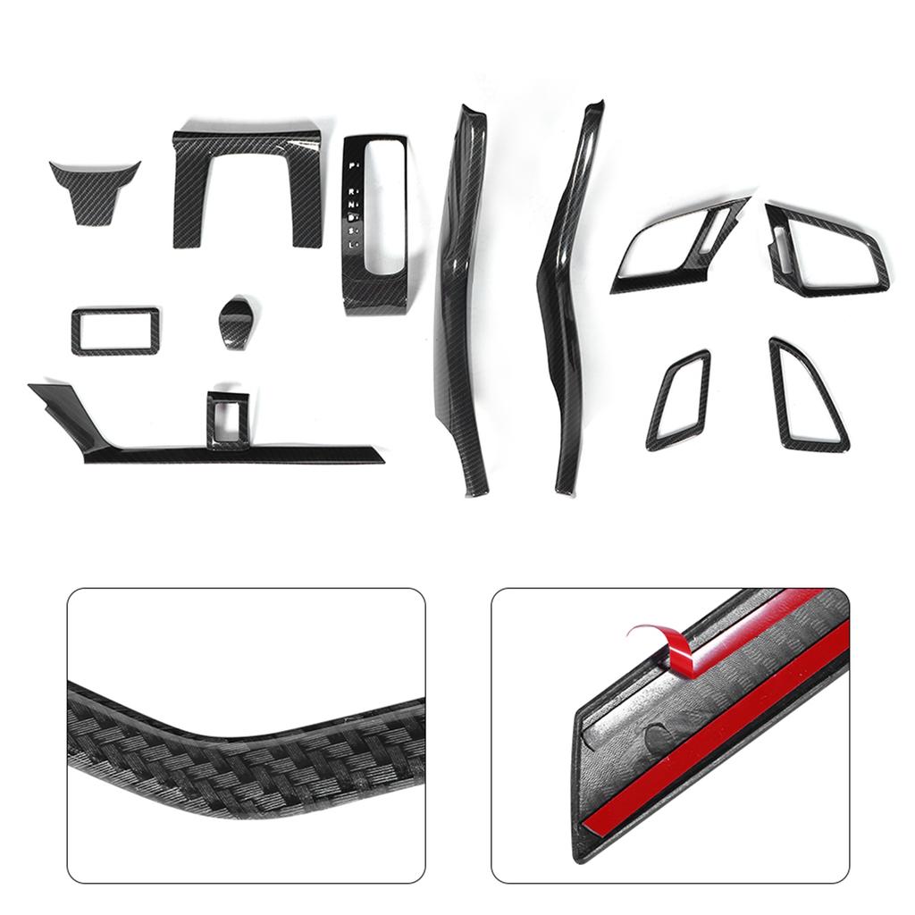 12PcsSet Central Control Decoration Kit Carbon Fiber Pattern Gear Knob Trim Air Outlet Cover Fit
