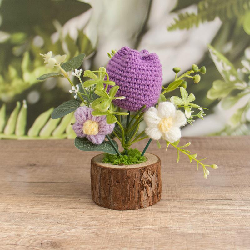 Finished Products, Hand-woven Potted Plants, Wool, Crocheted Sunflower Bouquets, Hand Gifts, Home Ornaments, Knitted Simulated Flowers