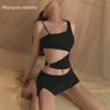 Manyan Sexy Lingerie: Oblique Shoulder Suspender Dress with Slit - Nightclub Secretary Style
