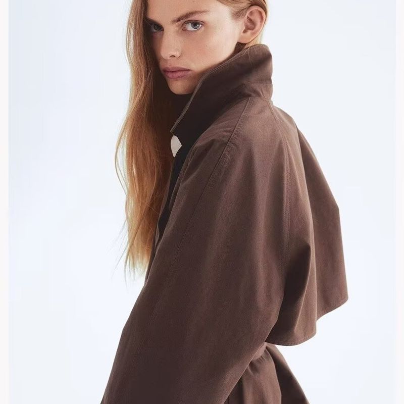 Za Autumn and Winter New Women's Clothing Zr European and American Style Fashionable Versatile Double-Breasted Short Trench Coat 1282726