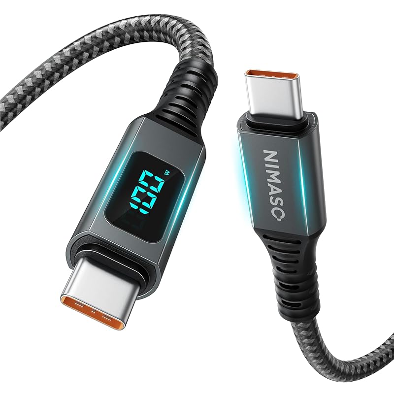 

Кабель NIMASO USB типа C [100 Вт/5 А, совместимый с выходом PD, светодиодный дисплей] Быстрая зарядка типа C для iPhone 16, 15 серии, MacBook Pro, iPad Pro, Galaxy