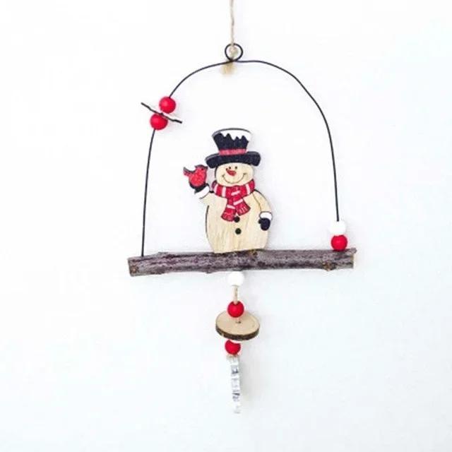 

Рождественская серия Стиль Металл Дерево Форма фонаря Подвесной декор Рождественская елка Стоящий Санта Клаус Подвеска на дверь Товары для вечеринок snowman