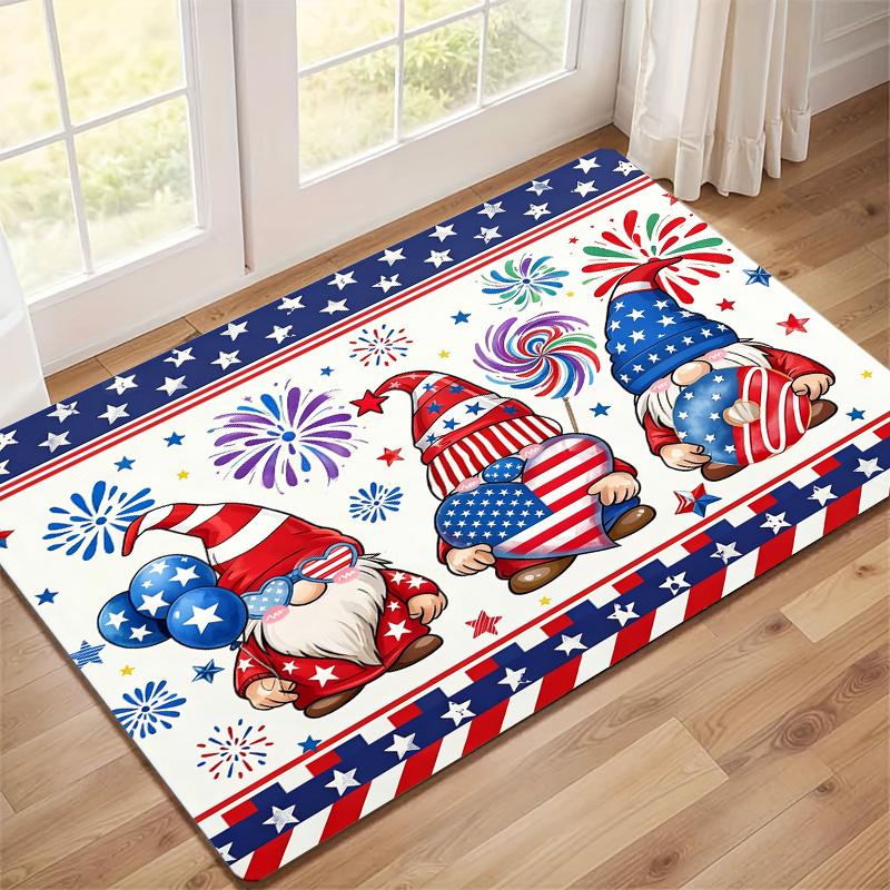Decorative Patriotic American Uncle Sam Stars and Stripes Flag Runner Rug Polyester Hallway Mat Entryway Carpet for Home Decorat