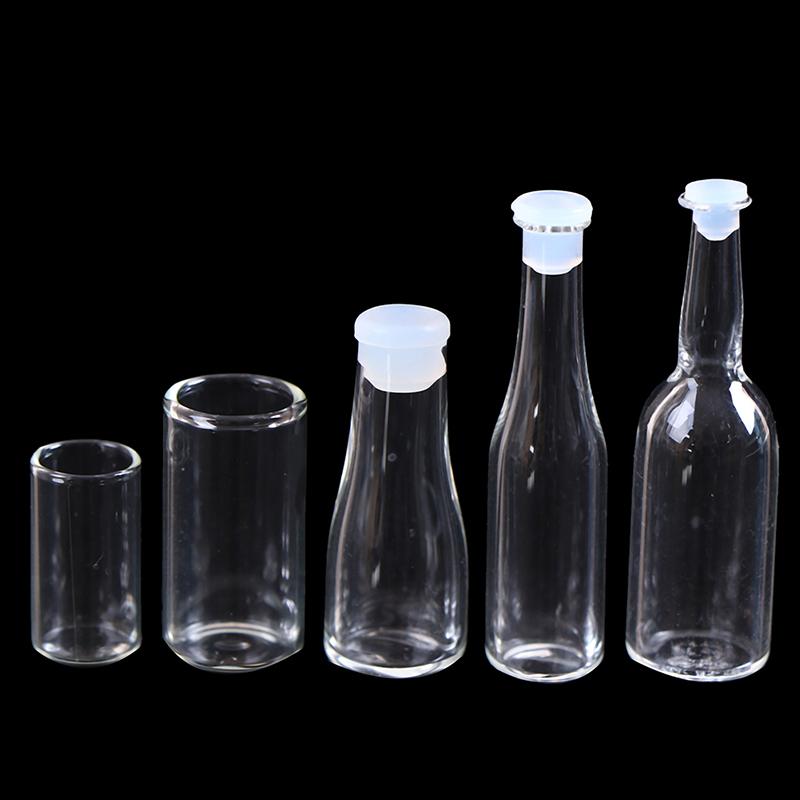 3Pcs 1: 12 Dollhouse Miniature Glass Bottle Kitchen Living Room Accessories