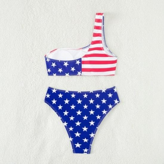 Dames Europeisk & Amerikansk Flagg-Inspirert Todelt Badeplagg - Malt Design, Sexy & Samlet Bikini