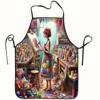 1pc Colorful Art Studio Designed Sleeveless Polyester Apron - Vibrant Women'S Painting Print Essential Kitchen Baking Apron A Cu