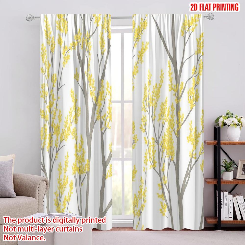 

2pcs,2D plane printing Curtain Popular Yellow Branches Versatile Fabric (without rod) Home Decor Ldeal for Season Home Decor for 52.50 × 116.00 cm 2 pcs