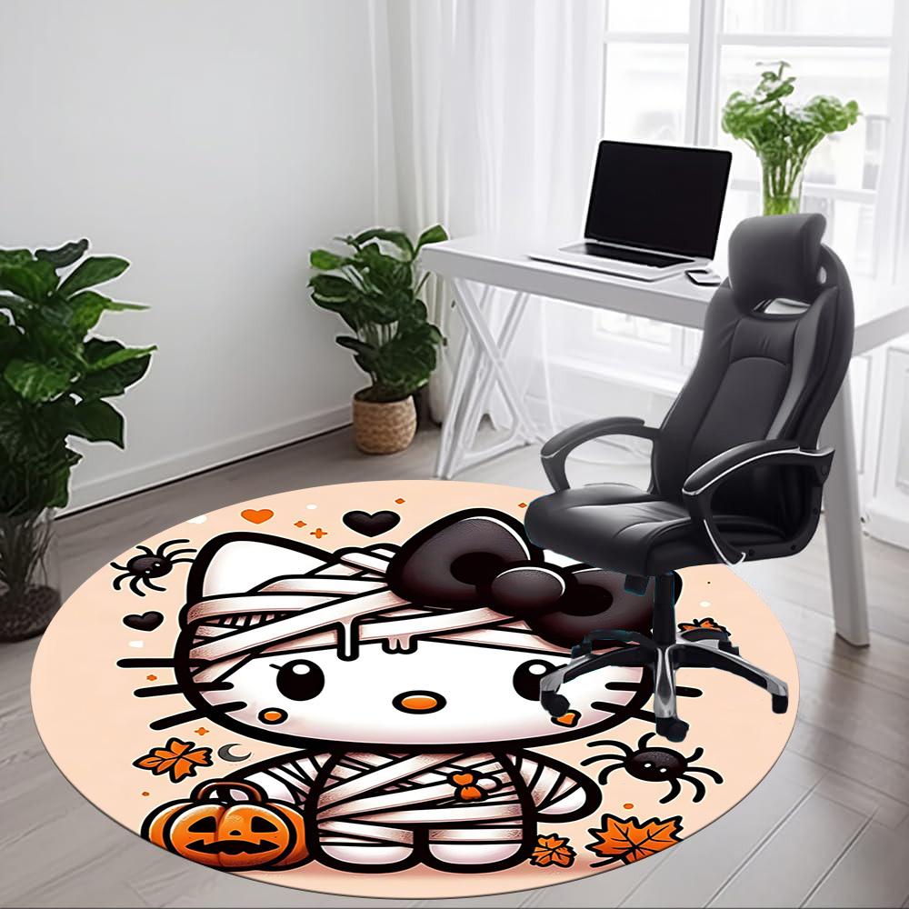 Halloween Hello Kitty Office Round Area Rug, Indoor Mat Suitable For Office,Bedroom Living Room Home Decor, Room Deco a0908122