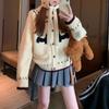 Women's Retro Fair Isle Dog Knit Cardigan - Loose, Lazy Style for Autumn/Winter 2026