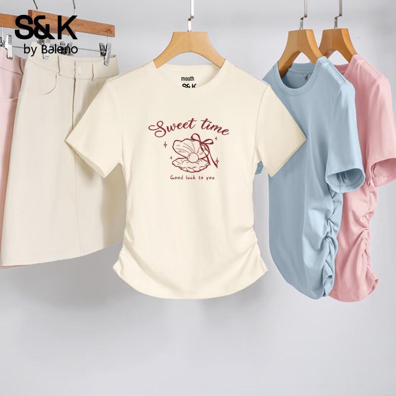 Baleno S&K Women s Pleated Short Sleeve T-Shirt L