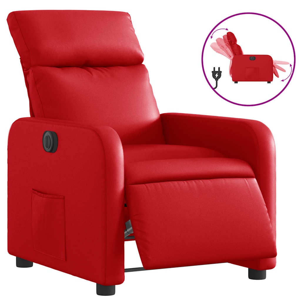 Electric Recliner Chair In Red Artificial Leather