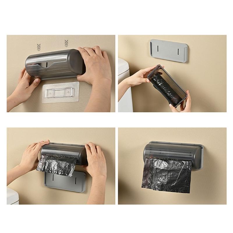 Wall Mounted Trash Bag Dispenser Garbage Bag Roll Holder For Kitchen Cabinet Trash Bag Holder Organizers Trash Bag Rolls