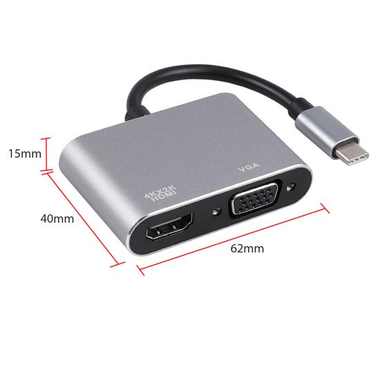 Universal USB 3.1 Type C to VGA HDMI-compatible 4K Converter Cable Adapter Cord Port HUB