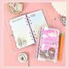 Loose Leaf Notebook Portable Cartoon Kawaii Daily Agenda Diary Scrapbooking Journal Stationery School Supplies Students Notepad(Purple)