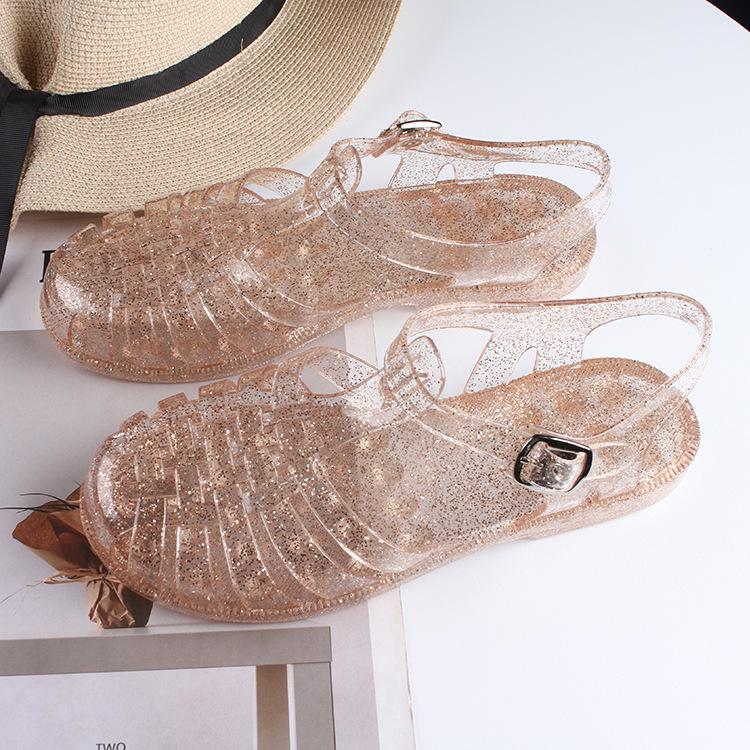 Heli Shark Summer Baotou Women's Sandals New Fashion Hollow Outer Wear Beach Women's Shoes Flat Heel Casual Flat Sandals