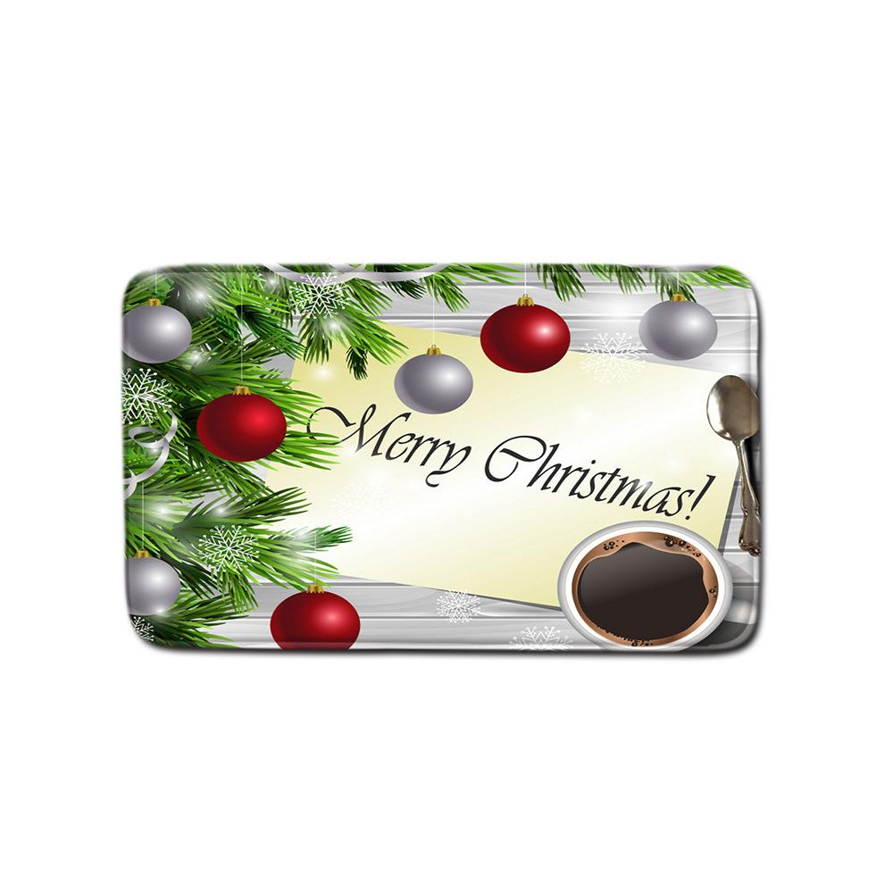 Christmas Shower Curtain Floor Mat Combination Four-Piece Set Bathroom Toilet Carpet Shower Room Mat Foot Mat