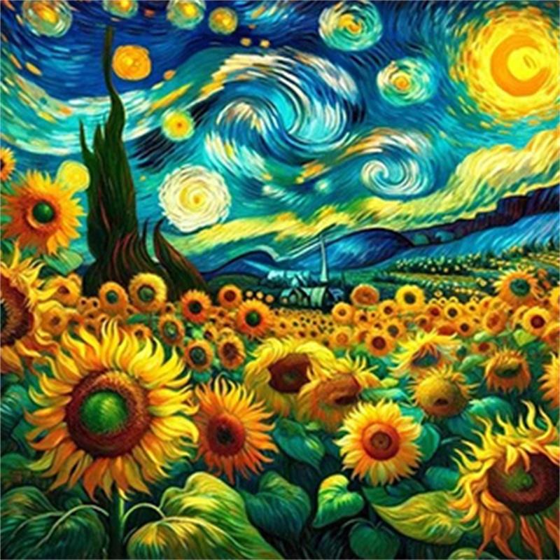 DIY Diamond Painting Sunflower Van Gogh Cross Stitch Kit Mosaic Art Diamond Painting Full Circle/Square Diamond Home Decoration