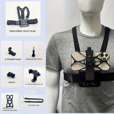 7-in-1 Adjustable Phone Chest Strap with Anti-Shake Design, Compatible with Phone & Camera Mounts