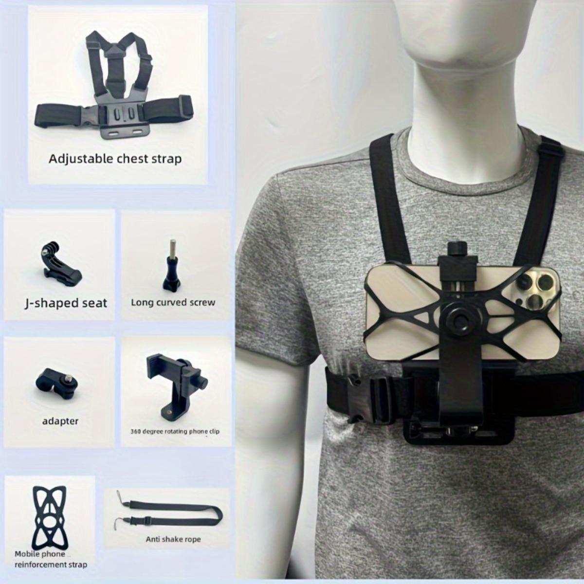 

7-in-1 Anti-Shake Phone Chest Strap, Adjustable ABS Lanyard, Compatible with Phone & Camera Mount чёрный