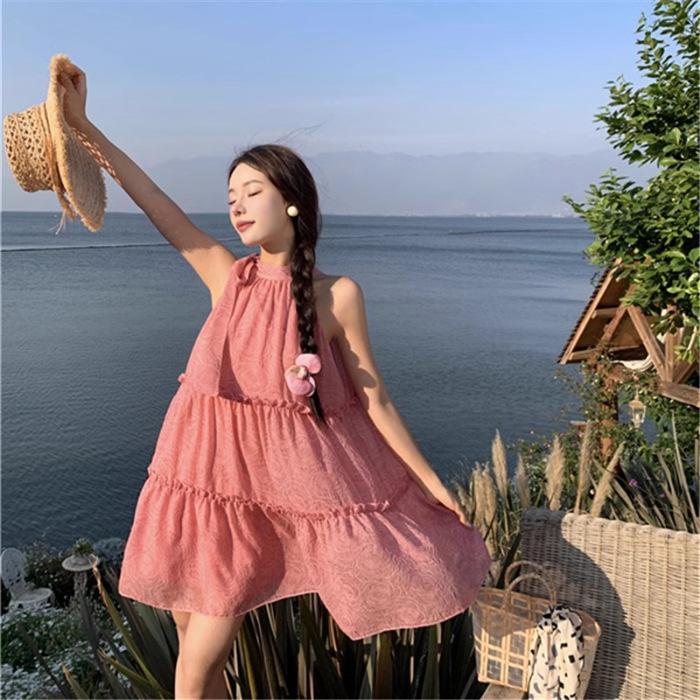 2026 New Bow Tie Neck Dress Women's Summer Niche Design Doll Skirt Small Short Skirt