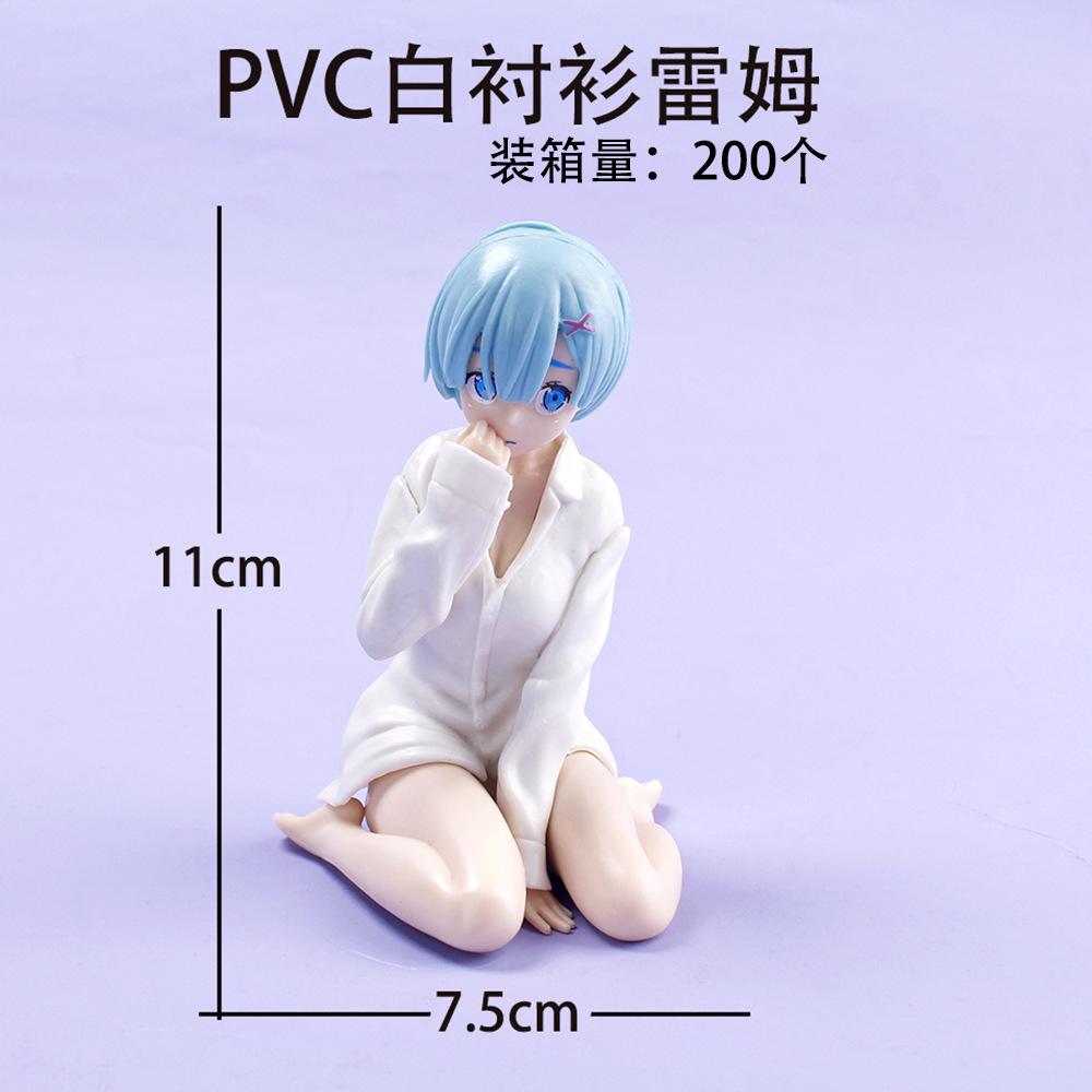 11CM White Shirt Rem Anime Figure Re:Zero kara Hajimeru Isekai Seikatsu Kneeling Y Shirt Pose Rem Model PVC Gift Toys Doll