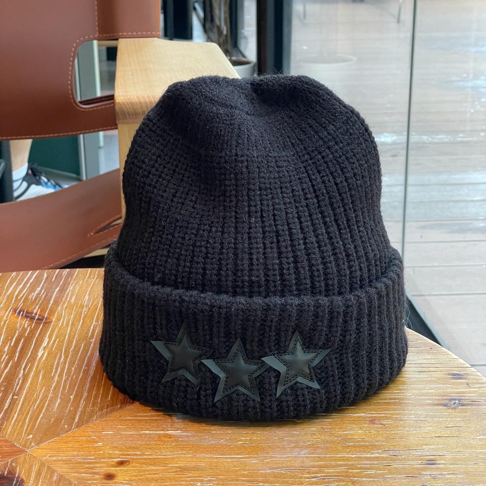 Knitted hat for women Korean style fashion national style five pointed star small face showing thickened warm woolen hat for men trendy