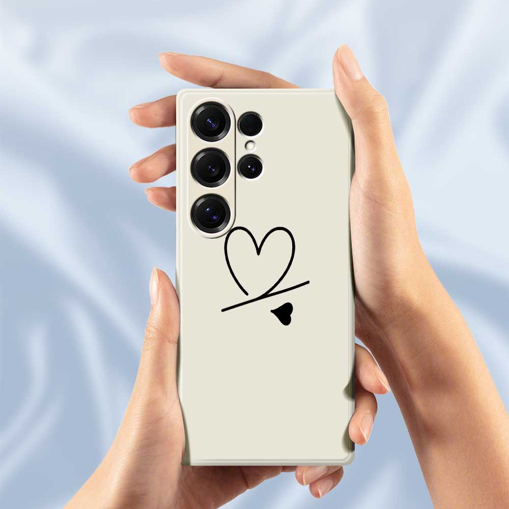 For Samsung Galaxy S25 Ultra Case Black Love Pattern Printing Straight Edge TPU Phone Back Cover